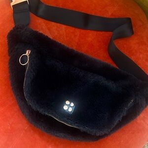 Sweaty Betty belt bag, furry Sherpa, black fur, fleece Crossbody bag fanny pack